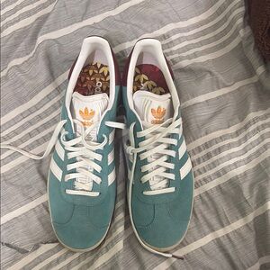 Adidas Men's Turquoise and White Sneakers